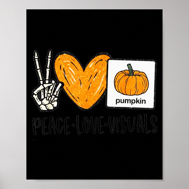 Peace Love Visuals Sped Teacher Pumpkin Skeleton H Poster (Framsidan)
