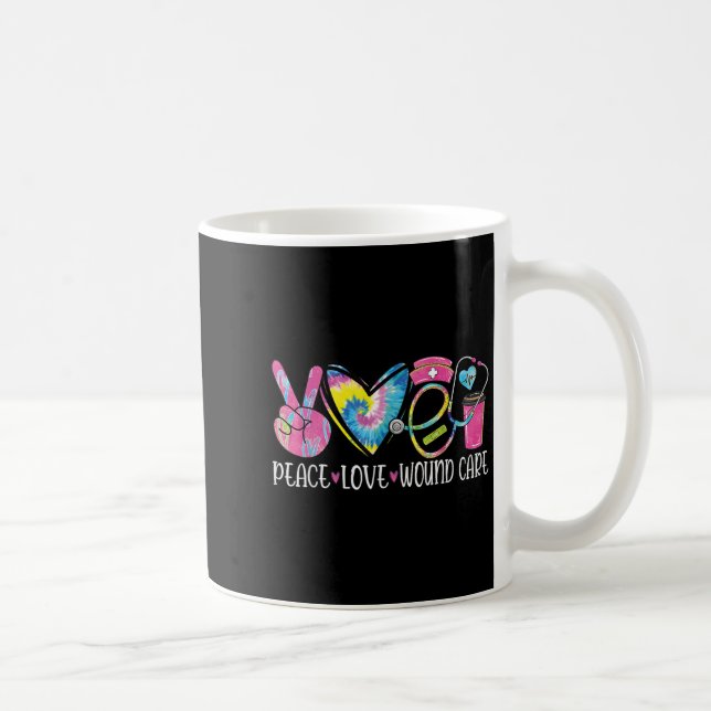Peace Love Wound Care Nurse Nursing Heart Stethosc Kaffemugg (Höger)