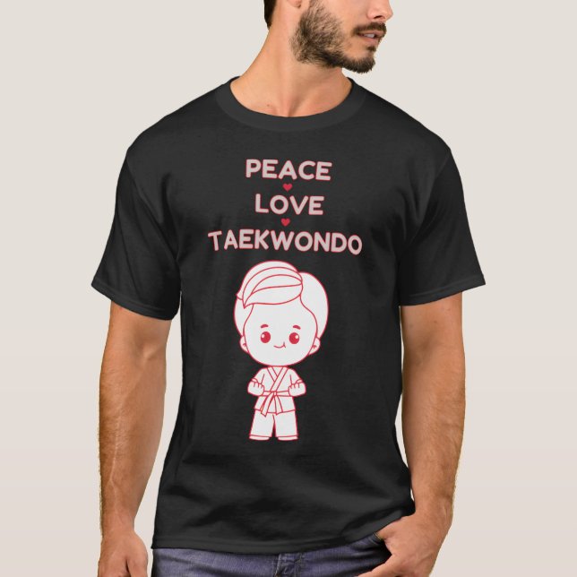 Peace Loveaekwondo Red Sport Outline friend T Shirt (Framsida)