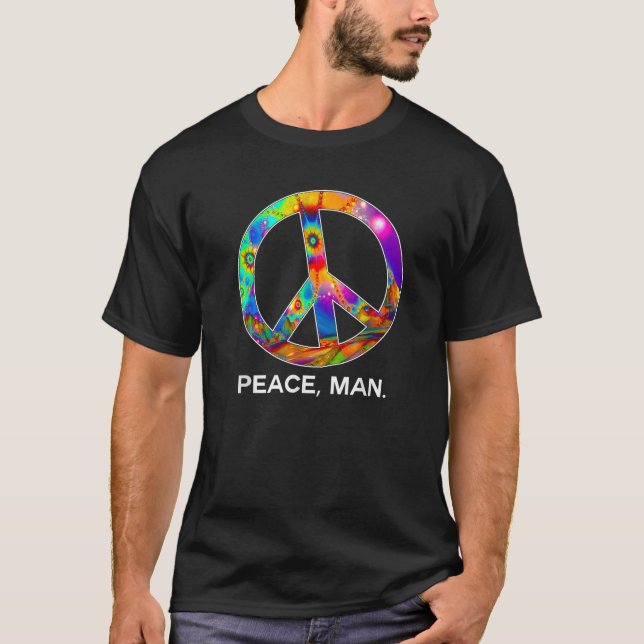 Peace Man Psychedelic Fredstecken T Shirt (Framsida)
