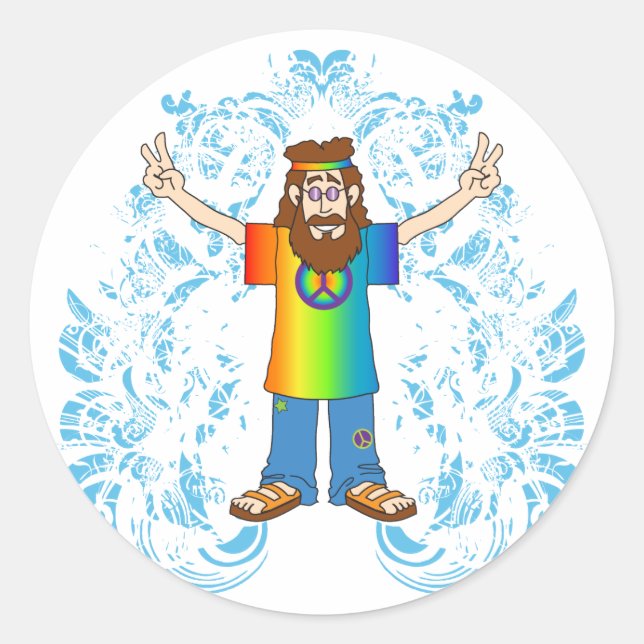 Peace Man Runt Klistermärke (Framsida)