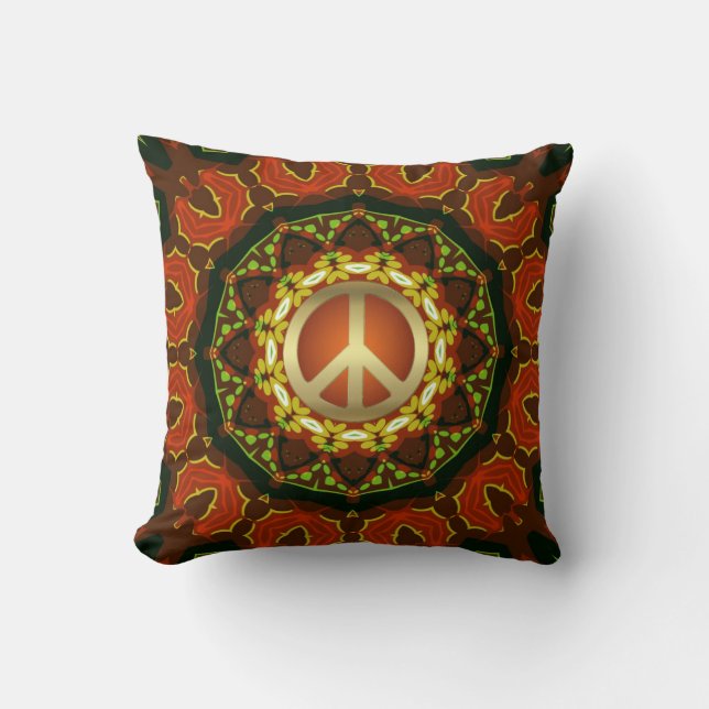 Peace Mandala Boho Batik Cushion / Pillow Kudde (Framsida)