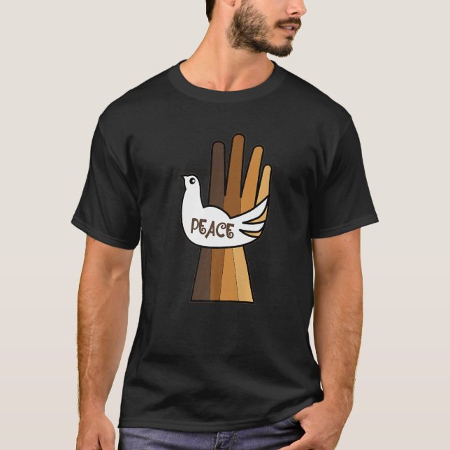 Peace Melanin Hand Black History Month BLM African T Shirt (Framsida)