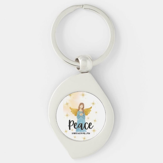 PEACE METALL KEYCHAIN SWIRL SILVERFÄRGAD NYCKELRING (Framsidan)