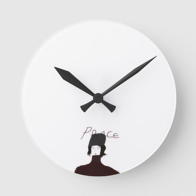 Peace Minimal Art Wall Clock Rund Klocka (Framsida)
