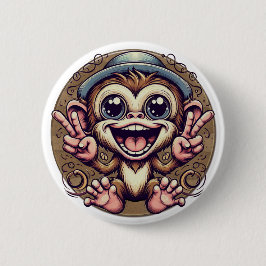"Peace Monkey Boy" Button Knapp