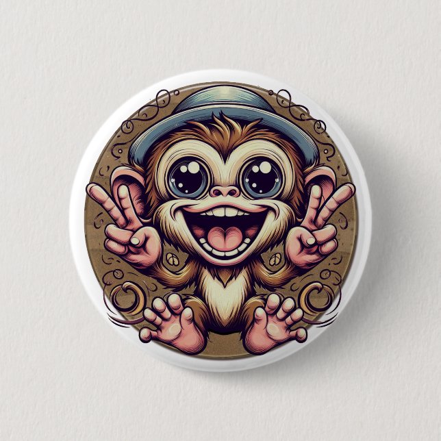 "Peace Monkey Boy" Button Knapp (Framsida)