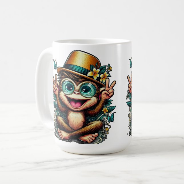 Peace Monkey Kaffemugg (Framsida vänster)