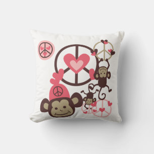 Peace Monkey Pillow Kudde