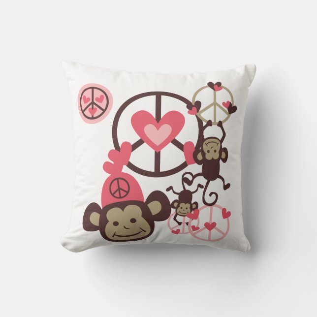 Peace Monkey Pillow Kudde (Framsida)