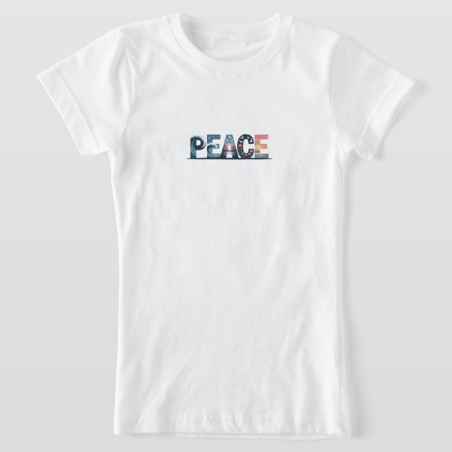 PEACE – Nature-Inspired Artistic Typography Design T Shirt (Laydown)