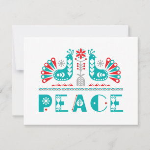 PeACE Nordic Folk Art Inspired Personlig Julkort