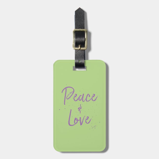 PEACE och Kärlek-Lila Bagagebricka (Vertikal Framsida)