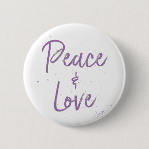PEACE och Kärlek-Lila Knapp