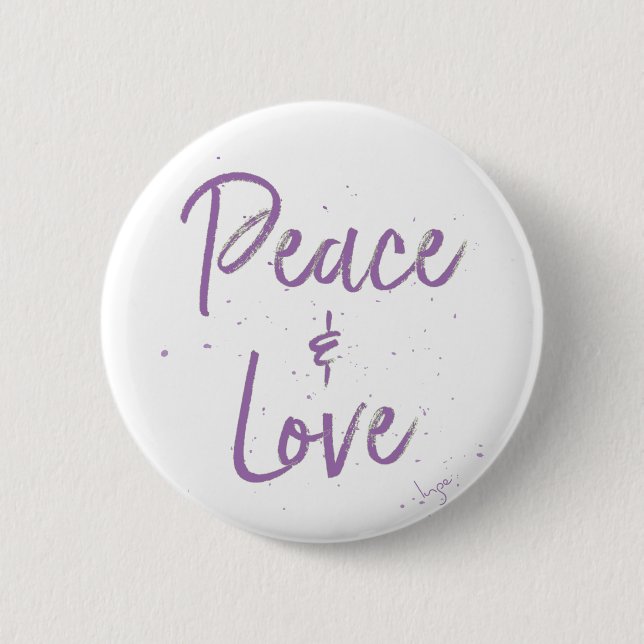 PEACE och Kärlek-Lila Knapp (Framsida)
