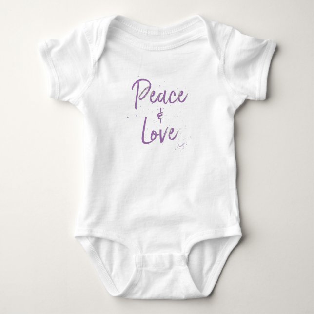 PEACE och Kärlek-Lila T-shirt (Framsida)