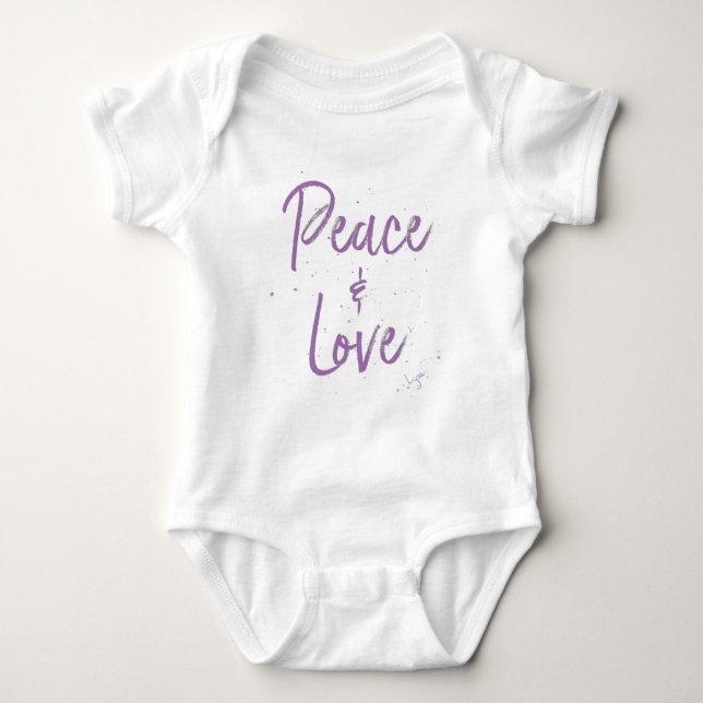 PEACE och Kärlek-Lila T Shirt (Framsida)