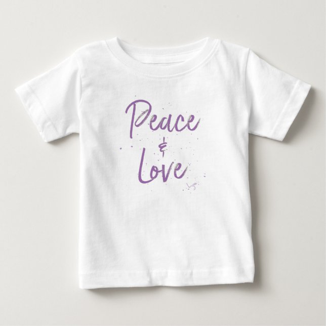 PEACE och Kärlek-Lila T-shirt (Framsida)