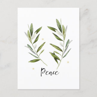 PEACE, oliver löv, jul, Helgdag, vattenfärg, Meddelande Vykort