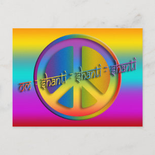 PEACE OM SHANTI färgad linjär Vykort