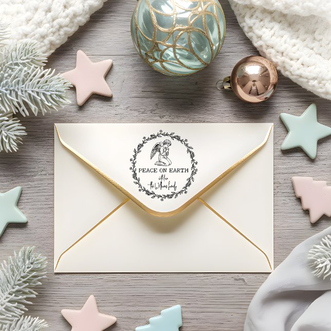 Peace on EARTH Angel in Prayer Christian jul Självfärgande Stämpel (Skapare uppladdad)