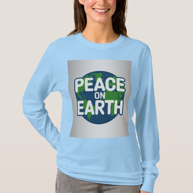 Peace On Earth Blue T-Shirt (Framsida)