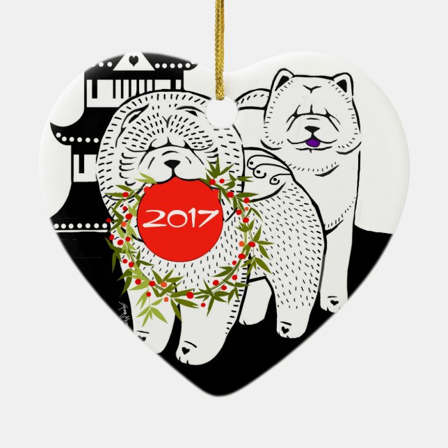PEACE ON EARTH - Chow eart-ornament front/back Julgransprydnad Keramik (Baksidan)