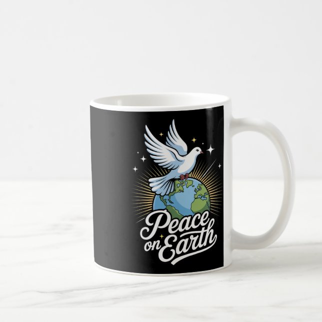 Peace On Earth Dove And Globe Faith Christmas  Kaffemugg (Höger)