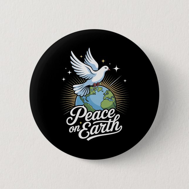 Peace On Earth Dove And Globe Faith Christmas  Knapp (Framsida)