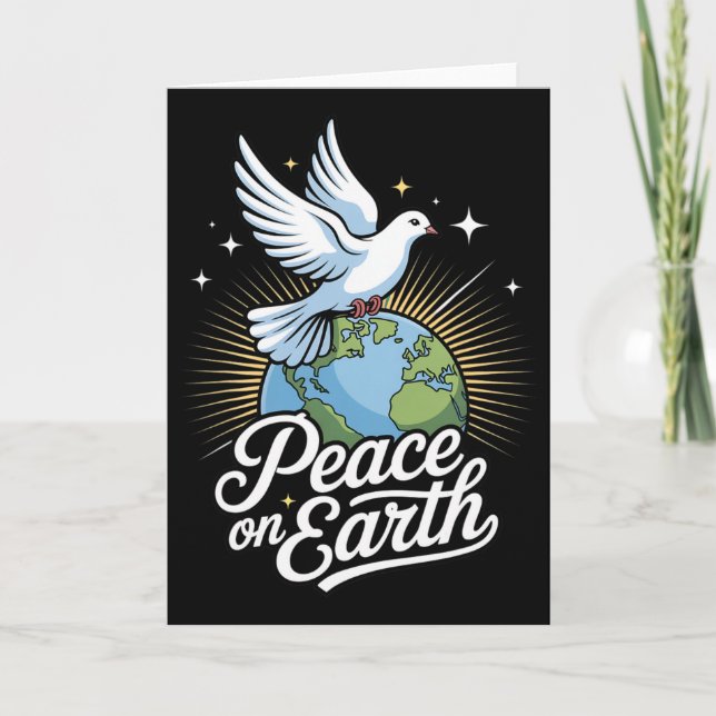 Peace On Earth Dove And Globe Faith Christmas  Kort (Framsida)