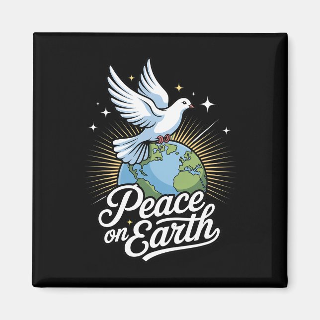 Peace On Earth Dove And Globe Faith Christmas  Magnet (Framsidan)