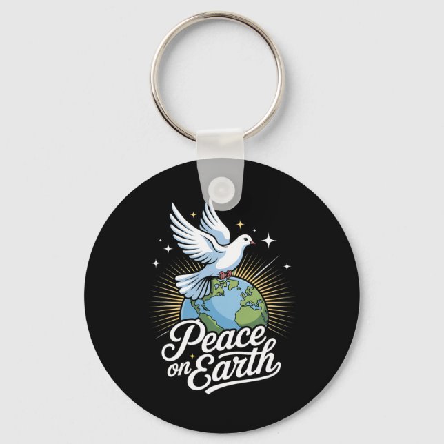 Peace On Earth Dove And Globe Faith Christmas  Nyckelring (Framsida)