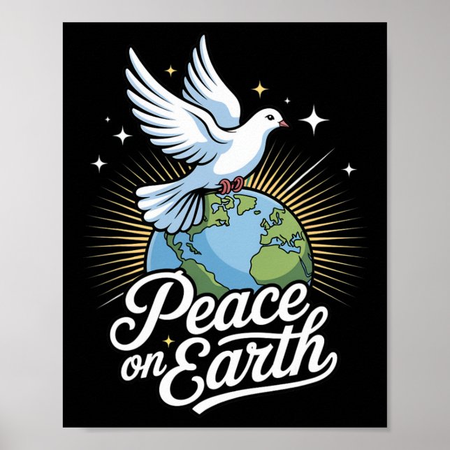 Peace On Earth Dove And Globe Faith Christmas  Poster (Framsidan)