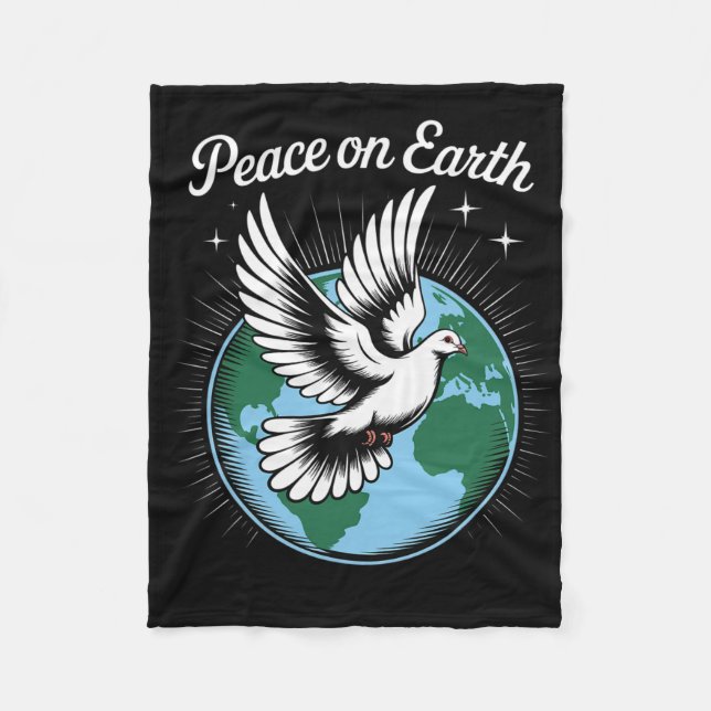 Peace On Earth Dove And Globe Faith Christmas Spir Fleecefilt (Framsidan)