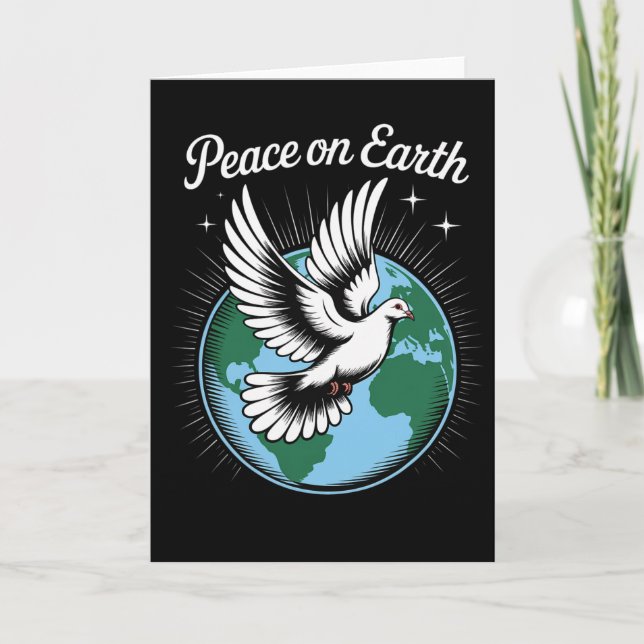 Peace On Earth Dove And Globe Faith Christmas Spir Kort (Framsida)