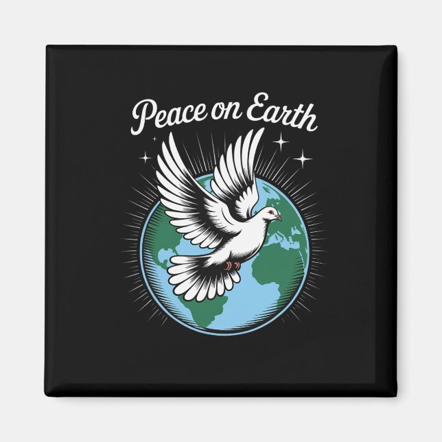 Peace On Earth Dove And Globe Faith Christmas Spir Magnet (Framsidan)