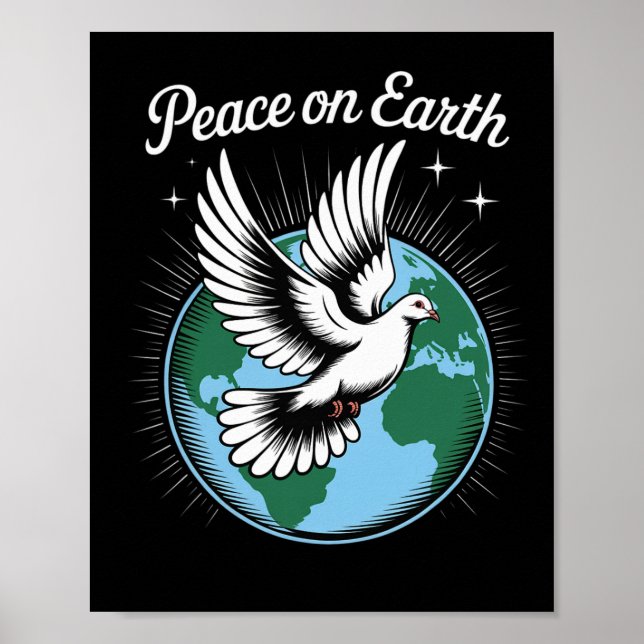 Peace On Earth Dove And Globe Faith Christmas Spir Poster (Framsidan)