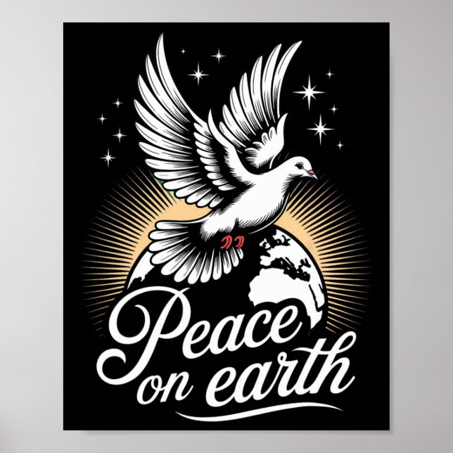 Peace On Earth Dove And Globe Peaceful Christmas  Poster (Framsidan)