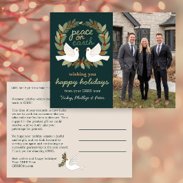 Peace on Earth Doves Business CUSTOM PHOTO  Helg Vykort