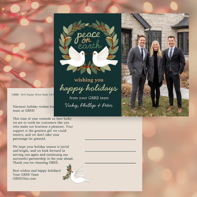 Peace on Earth Doves Business CUSTOM PHOTO  Helg Vykort (Peace on Earth Doves Business CUSTOM PHOTO Holiday Postcard
)
