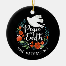 Peace on Earth Elegant White Dove-julfoto Julgransprydnad Keramik