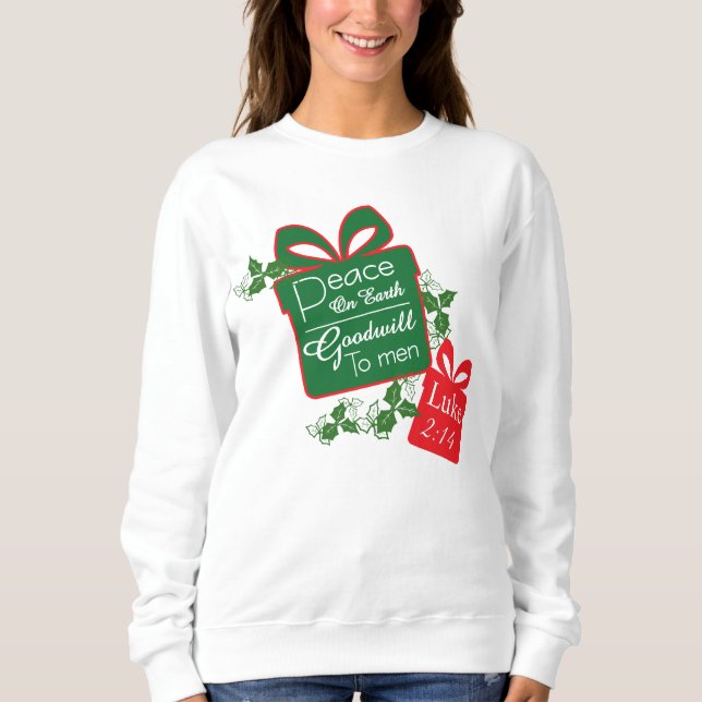 Peace on Earth Goodwill ChristmasT-Shirt Sweatshir T Shirt (Framsida)