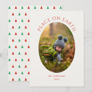 Peace on Earth Red Grönt Cameo Photo Helgdag Card Julkort