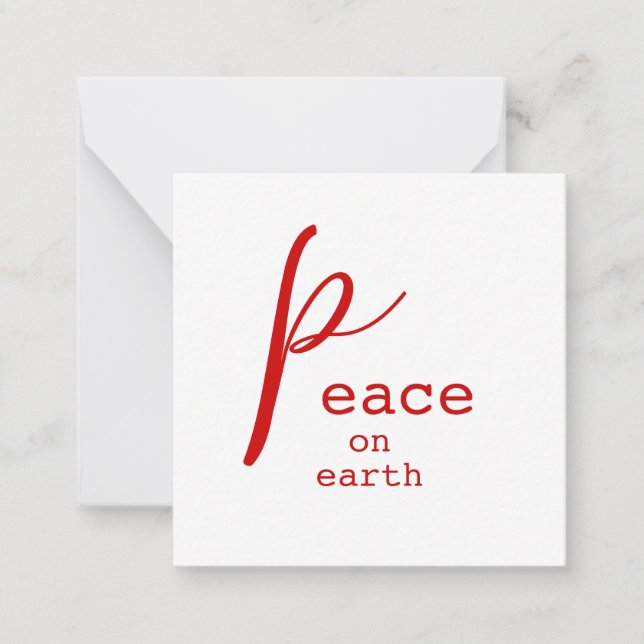 Peace on Earth Red White Personlig Note Card Anteckningskort (Framsida)