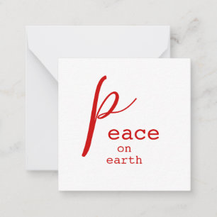 Peace on Earth Red White Personlig Note Card Anteckningskort