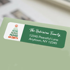 Peace on Earth Retro Font Custom Holiday Returadress Etikett