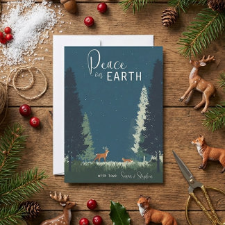 Peace on Earth Woodland Evergreen Forest  Julkort