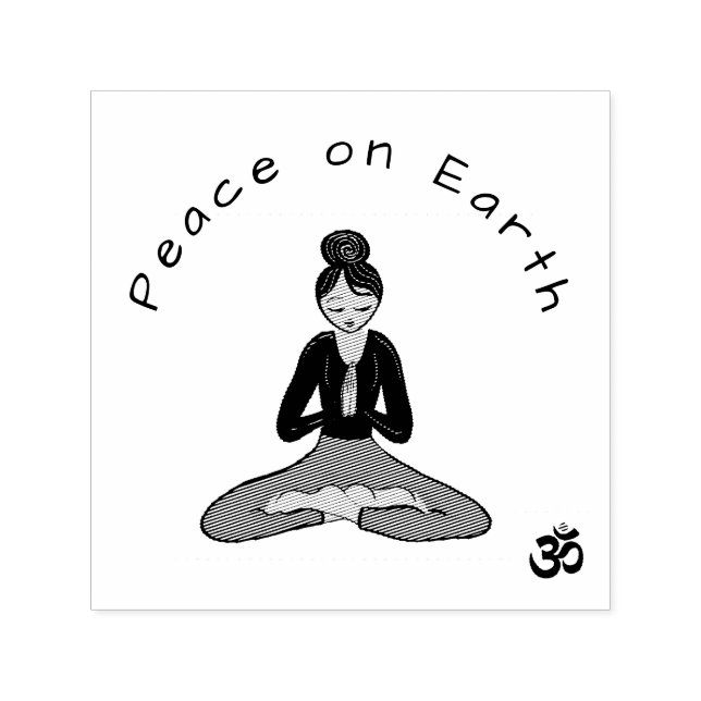 Peace on Earth Yoga Girl Självfärgande Stämpel (Design)