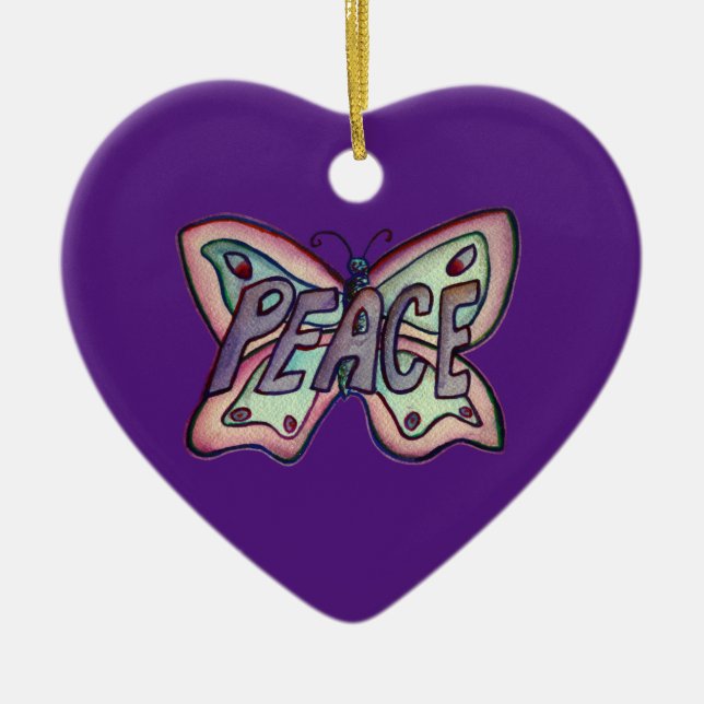 Peace Ord Art Butterfly Gift Helgdag Ornament (Framsidan)