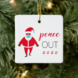 Peace Out 2020 Black Santa Funny Personlig Julgransprydnad Keramik